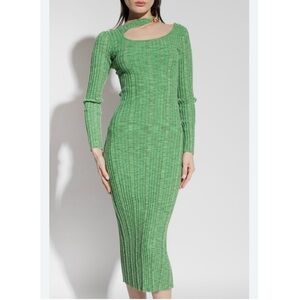 CULT GAIA EBBA Green Ribbed Knit Dress SIZE MEDIUM NWT